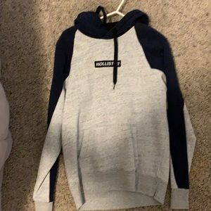 Dark blue and gray Hollister hoodie no zipper